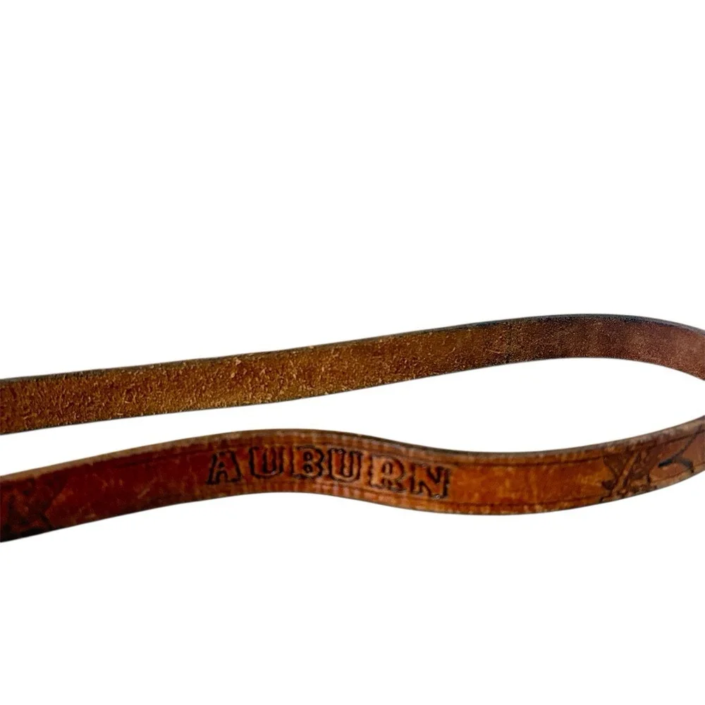 Vintage Auburn Tigers Leather Belt Brown Embossed Eagle‎ Logo Mens Size 32 34